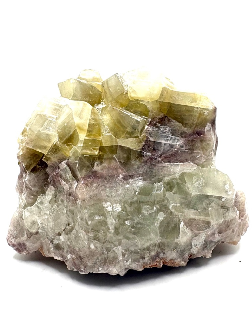 Raw Calcite on Fluoride Crystal Specimen